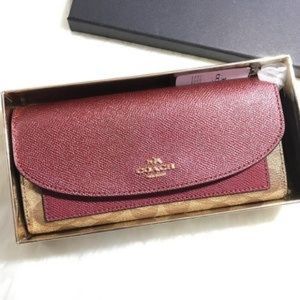 Coach Slim Envelope Wallet Metallic Cherry Wallet